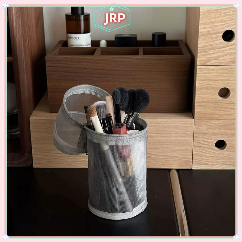 JRP Lưới Kép Cọ Trang Điểm Túi Bảo Quản Bàn Chải Di Động Hộp Đựng Bàn Chải Dung Tích Lớn Đơn Giản Buet Giá Đỡ Du Lịch Đứng Lên Túi JRP