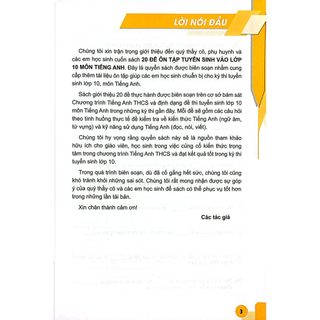 Sách - 20 Đề Ôn Tập Tuyển Sinh Vào Lớp 10 Môn Tiếng Anh (Theo Chương Trình Giáo Dục Phổ Thông 2018)
