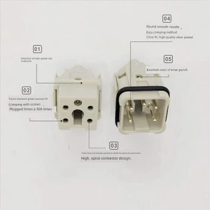 Đầu nối tải nặng 4 + 1 Core 5 Core Side Top Out HA-003-2 Cắm hình chữ nhật Ghế không khí 6 lõi 8 lõi Mông Loại ngang