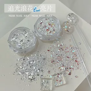 Dụng Cụ Làm Móng Tay Đẹp Nhấp Nháy Hình Lục Giác Đuổi Ánh Sáng Bên Biển Xịt Kim Sa Lấp Lánh Không Đều Chất Liệu Giao Hưởng Móng Tay