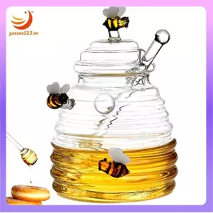 Dụng cụ nhà bếp bằng kính tổ ong Hộp đựng mật ong có nắp và nắp chai mật ong cho bữa tiệc nhà bếp tại nhà