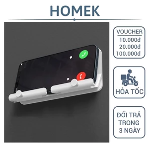 Kệ điện thoại dán tường có móc treo giá đỡ điện thoại, ipad, treo đồ, tiện dụng trong gia đình DTD