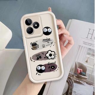 Ốp Lưng Cho Realme C53 C51 Note 50 C63 C61 Hoạt Hình Silicon Phụ Kiện Vỏ Điện Thoại Mềm TPU Đen Bóng Than Thiên Thần Mắt Chống Sốc Ốp Lưng