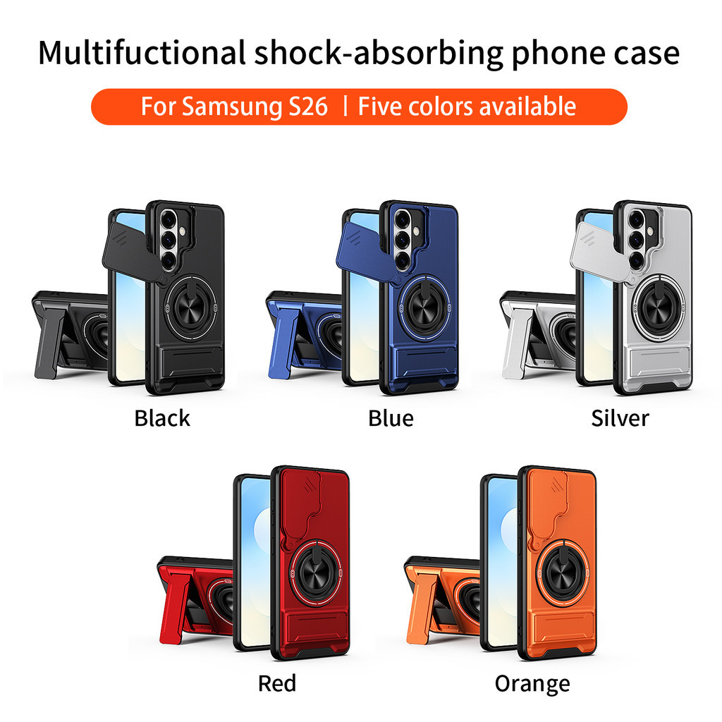 Ốp Điện Thoại Đa Năng Sang Trọng Thích Hợp Cho Samsung Galaxy S26 Ultra S25 Plus 5G Dây 360°Giá đỡ vòng có vỏ máy ảnh Vỏ bảo vệ toàn diện chống sốc