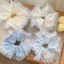 Dây buộc tóc ngọc trai hồng Hoa Scrunchies Dây buộc tóc co giãn cho nữ