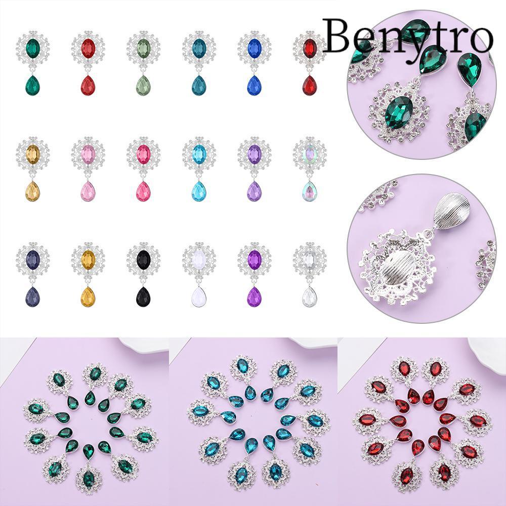 BENYTRO 10 Chiếc Hợp Kim Kim Kim Cương Giả DIY Trang Trí Đám Cưới Lấp Lánh Pha Lê Giọt Nước Trâm Cài Mặt Thêu Sò