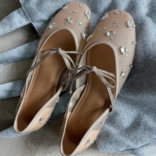Giày Ballet Mới Flat Kim Cương Giả Lưới Mary Jane