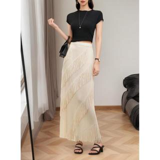 Miyake Spike Marks Lan Lanxia Đen Viền Cao Cấp Ôm Hơn Nhìn Váy Dài
