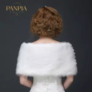 PNPIA- Nữ Màu Trắng Cưới Áo Choàng Cô Dâu Mùa Đông Ấm Áp Thời Trang Thanh Lịch Sang Trọng Quấn Khăn Cho Cô Dâu Sườn Xám Phụ Kiện Áo Khoác