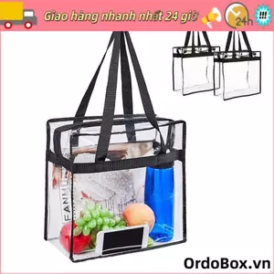 Túi đựng đồ ăn trưa ORDOBOX, có túi đeo vai PVC có dây kéo, túi Tote trong suốt dung tích lớn