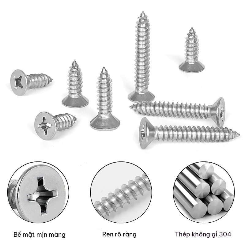 Vít Sắt Tự Khoan / Vít Bắn Sắt Mạ Kẽm – Chịu Lực Tốt, Chống Gỉ, Nhiều Kích Cỡ Dùng Cho Cơ Khí & Xây Dựng