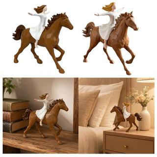 LOVIVER Ngựa Tượng Cô Gái Rider Vẽ Tay Ngựa Tượng Nghệ Thuật Nhựa Tượng Cho Người Yêu Thích Quà Tặng Sinh Nhật