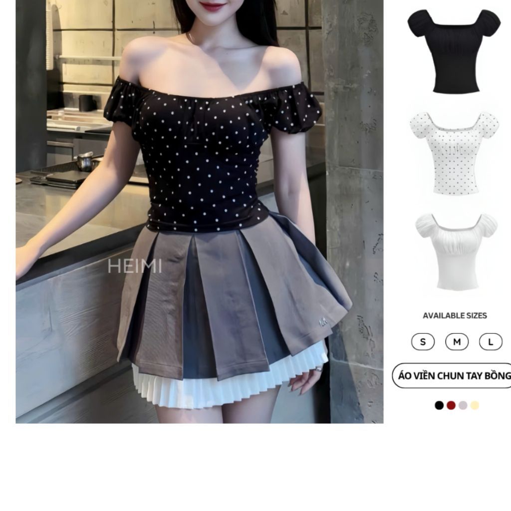 Áo Thun Nữ Tay Bồng Viền Chun Nhún Ngực Nhẹ Nhàng Nữ Tính Chất Thun Cotton Co Giãn - SamHi Closet