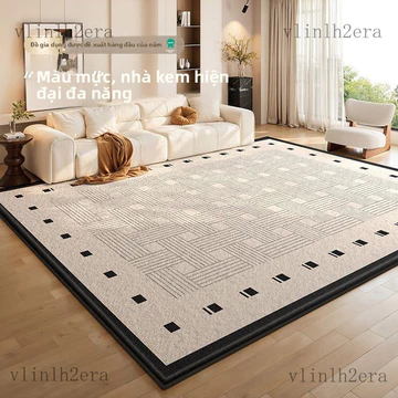 Thảm trải sàn Thảm trải sàn kiểu kem mới cho phòng khách, thảm trải sàn sofa có thể giặt và lau chùi, thảm trải sàn cạnh