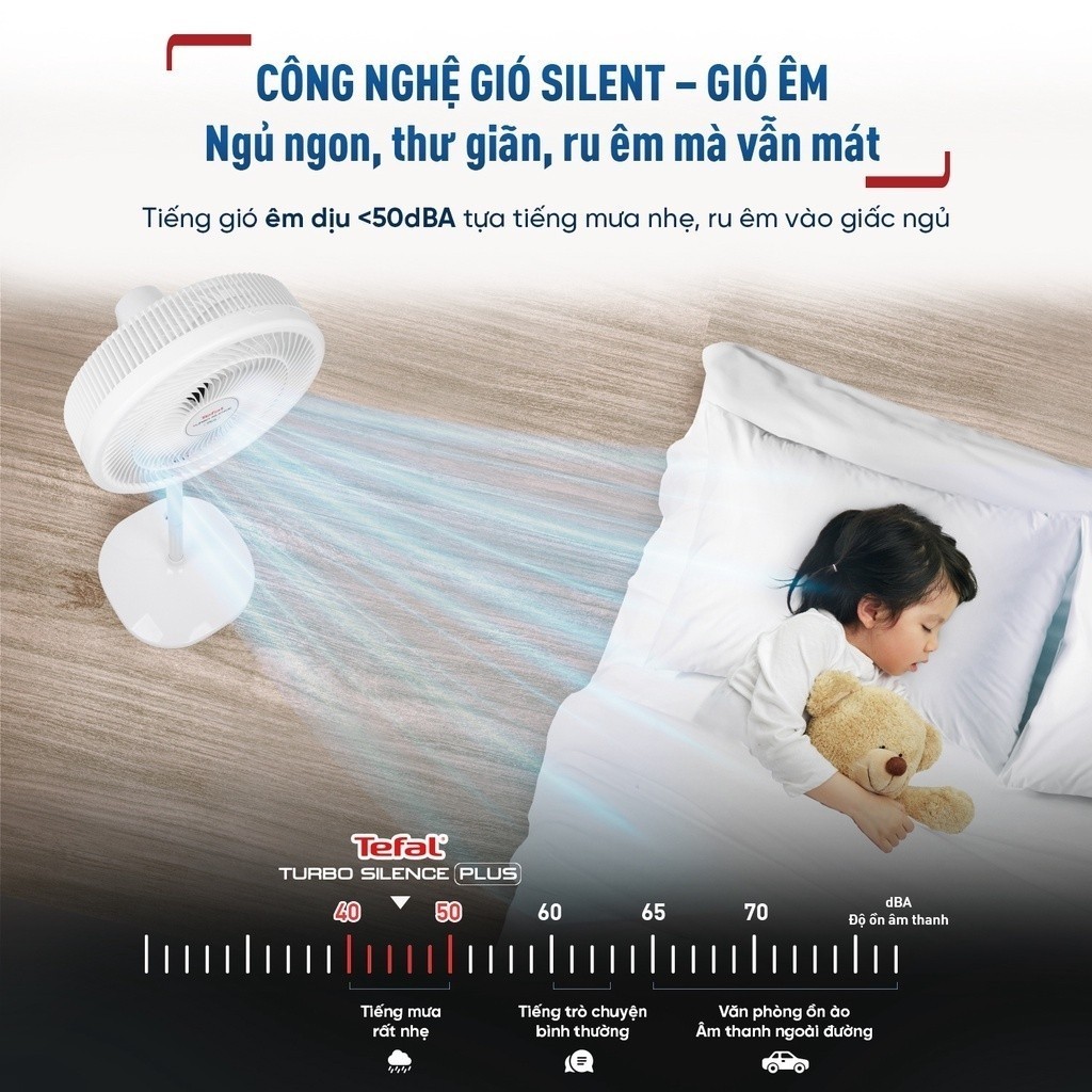 Quạt đứng Tefal Turbo Silence Plus VH689690 - 80W - Với 3 mức gió - Bảo hành chính hãng 24 tháng