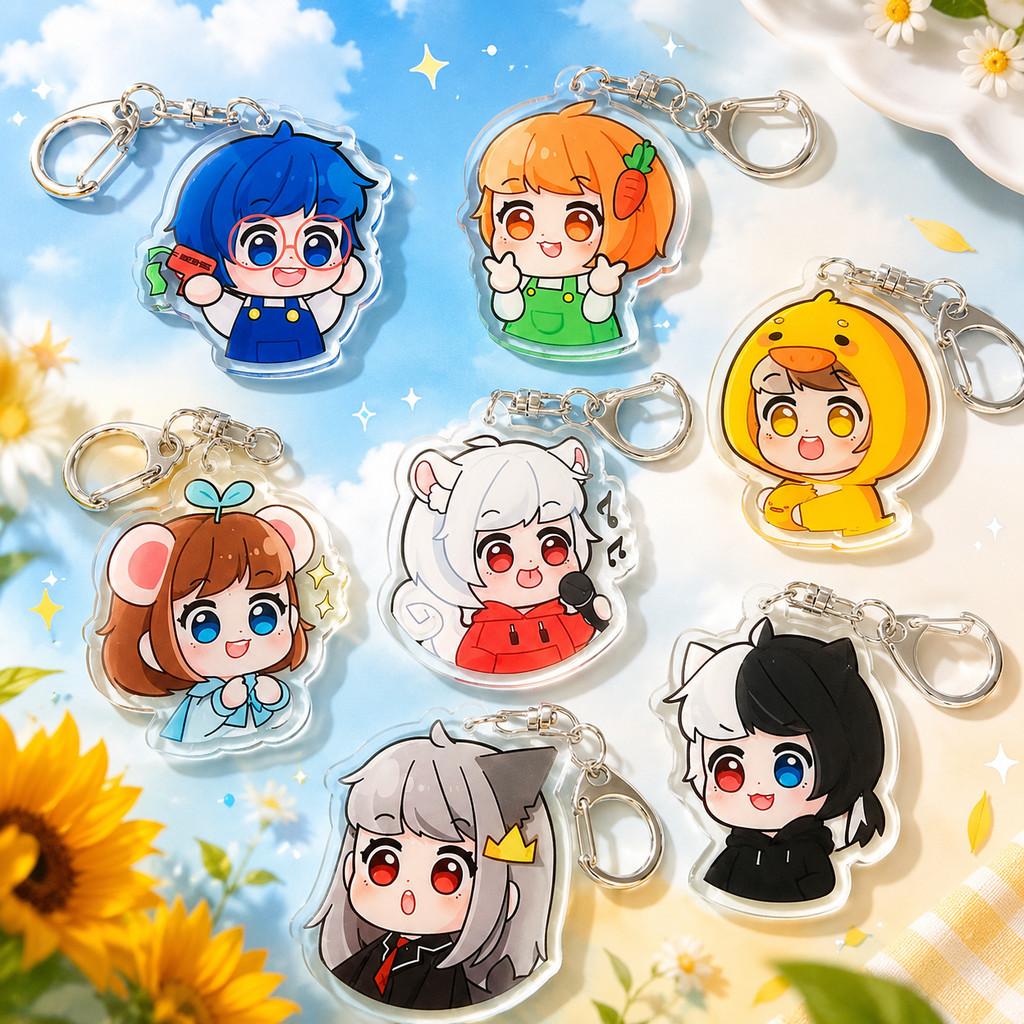Móc khóa HERO TEAM nhân vật Simmy Phong cận Siro Mr Vịt Sammy Đào Timmy Kairon Kamui anime chibi mica acrylic