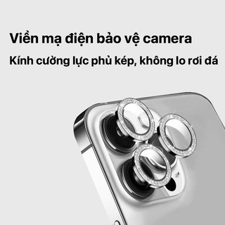 Kính camera iPhone từng mắt kính cường lực viền kim loại lấp lánh chống trầy cho iPhone 17 Air 16 15 14 13 12 11 Pro Max