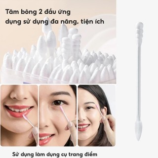 Hộp 200/400 Tăm Bông Ngoáy Tai Hai Đầu Tiện Lợi, Bông Tăm Cho Bé Sơ Sinh Thiết Kế Đa Chức Năng