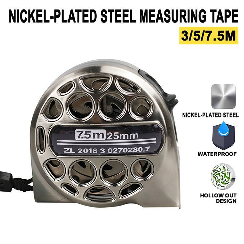 NS 3 / 5 / 7.5M Thước dây mét Thép không gỉ Chống ăn mòn Thước đo hệ mét có thể thu vào Thiết kế rỗng Dụng cụ đo chế biến gỗ NS