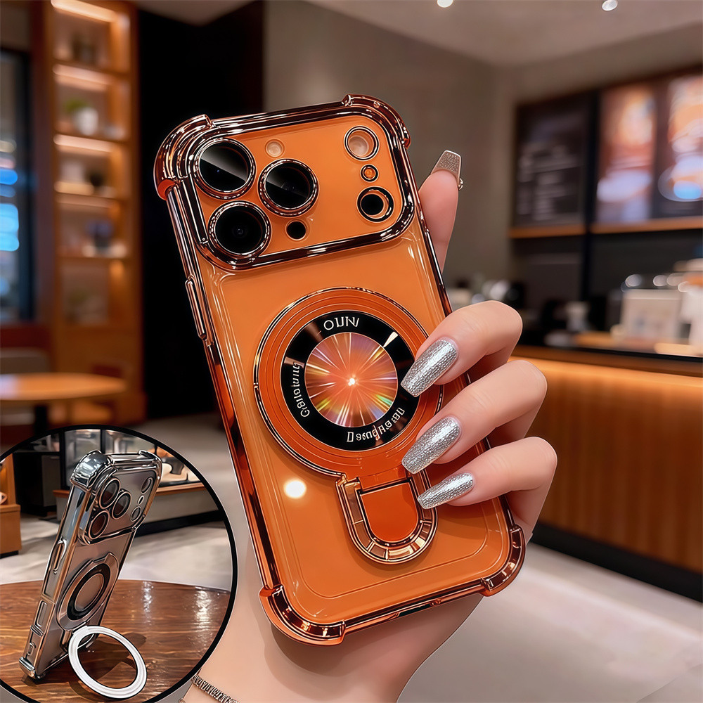 Giá đỡ kim loại Vỏ điện thoại trong suốt chống rơi cho iphone 17 Pro Max 16 13 14 15 Pro Max Vỏ có Camera Bảo vệ toàn diện Vỏ chống sốc Vỏ cứng bảo vệ điện thoại
