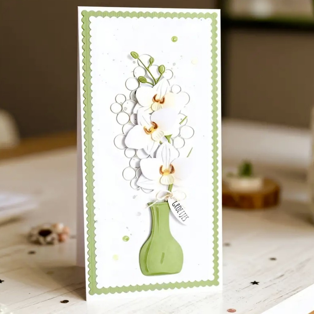 Bình Hoa Kim Loại Thép Carbon Cắt Khuôn Handmade DIY Album Ảnh Thiệp Chúc Mừng Cắt Chết Giấy Thủ Công Sổ Lưu Niệm Dập Nổi Khắc Bản Mẫu