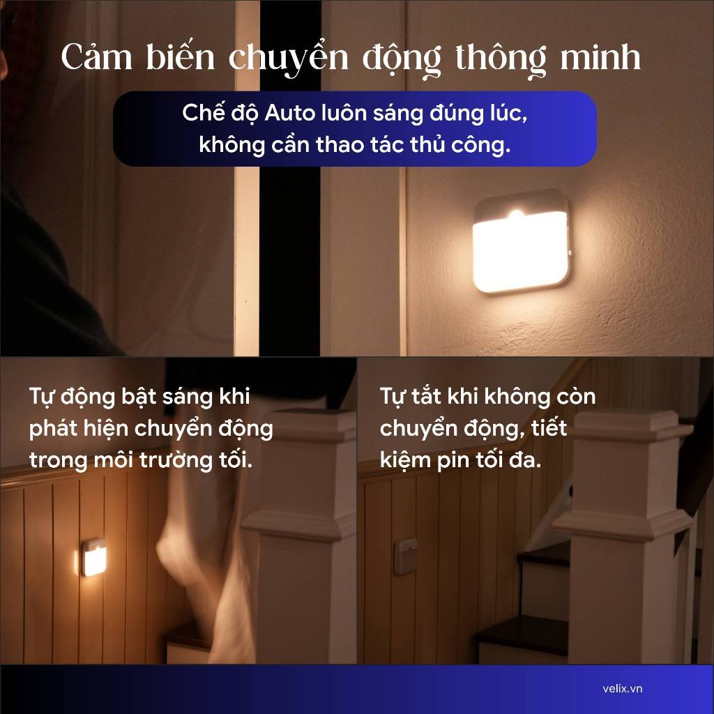 Đèn Led cảm biến chuyển động Velix Motion Lite | Đèn cảm ứng dán tường, cầu thang, tủ quần áo