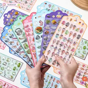 BEABOUT Miếng Dán Thực Phẩm Mô Phỏng, Đề Can Đồ Chơi Pha Lê Chắc Chắn Miếng Dán Thực Phẩm, Tự Làm Nhật Ký Thả Miếng Dán Điện Thoại Laptop Trang Trí