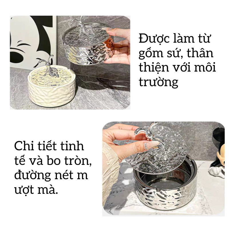 Hộp Gốm Sứ Hình Thỏ Có Nắp - Đồ Decor Sang Trọng, Đựng Trang Sức & Phụ Kiện, Trang Trí Bàn Phòng Khách