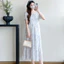 Váy bà bầu mùa hè rộng rãi, có dây buộc