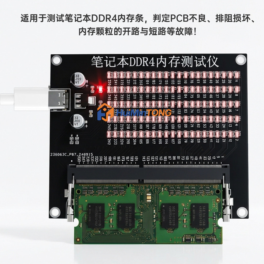 Thẻ kiểm tra RAM DDR4 Laptop chạy bằng USB, Công cụ kiểm tra chẩn đoán mạch nhớ LED cho máy tính xách tay SODIMM DDR4