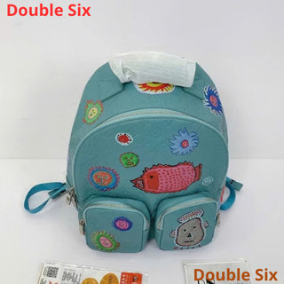 Balo Lệ Vyyy. Cá Xanh Dập Nổi Double - Six Cặp Đựng Sách Vở Laptop Chất Da Double - Six