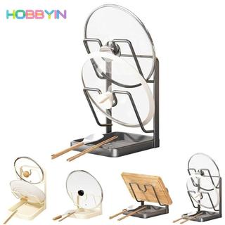 Giá để đồ nắp nồi nhà bếp HOBBYIN, có khay nhỏ giọt có thể tháo rời Giá đỡ nắp nồi nhà bếp bền, Giá đỡ nồi đa chức năng