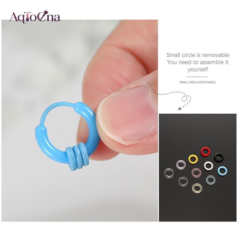 AqToCna - Bộ 10 Bông Tai Nhỏ Nhiều Màu Sắc Từ Nhựa, Phù Hợp Làm Quà Tặng Cho Bé Gái Và Phụ Kiên Thời Trang Đơn Giản