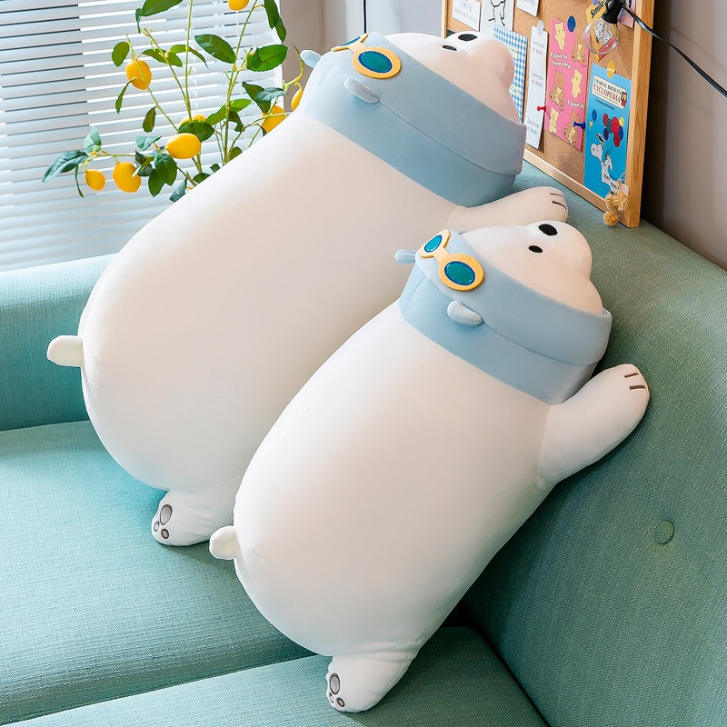 Gấu Bông Cao Cấp 50cm – Hình We Bare Bear, Quấn Khăn Xanh, đeo Kính, Quà Sinh Nhật ý Nghĩa Cho Trẻ Em
