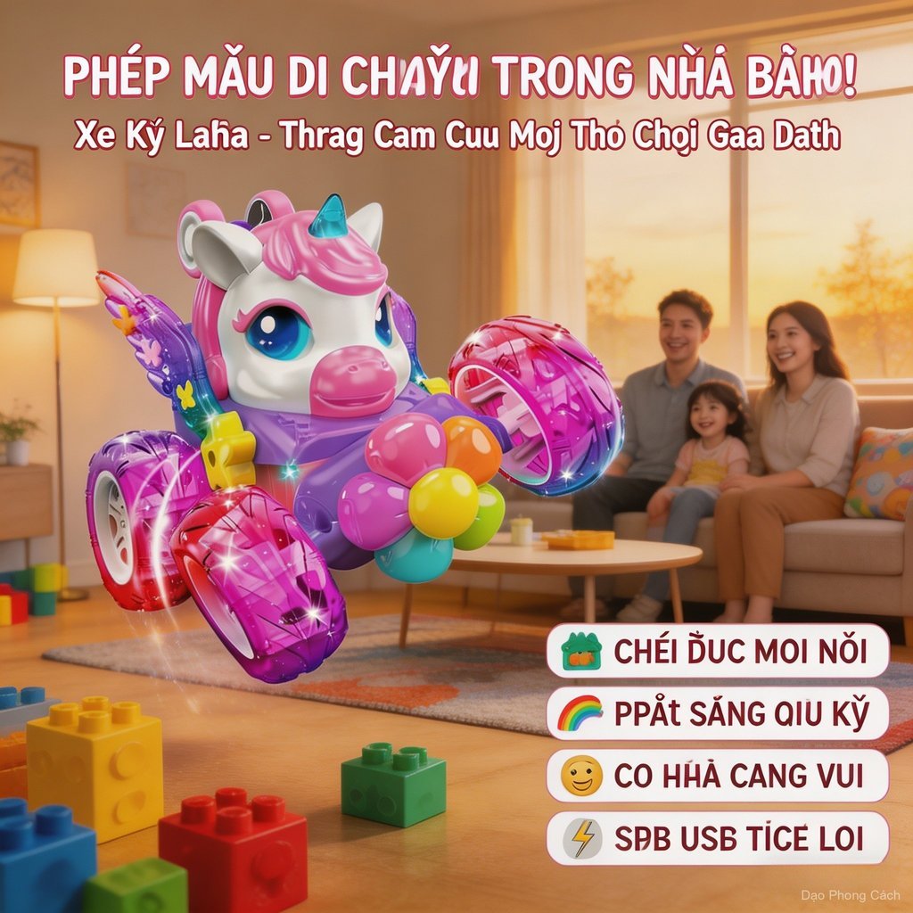 Xe điều khiển từ xa hình kỳ lân, chơi cùng bạn bè, pin lâu 50 phút, cho bé 5+ tuổi, dễ dàng sạc pin