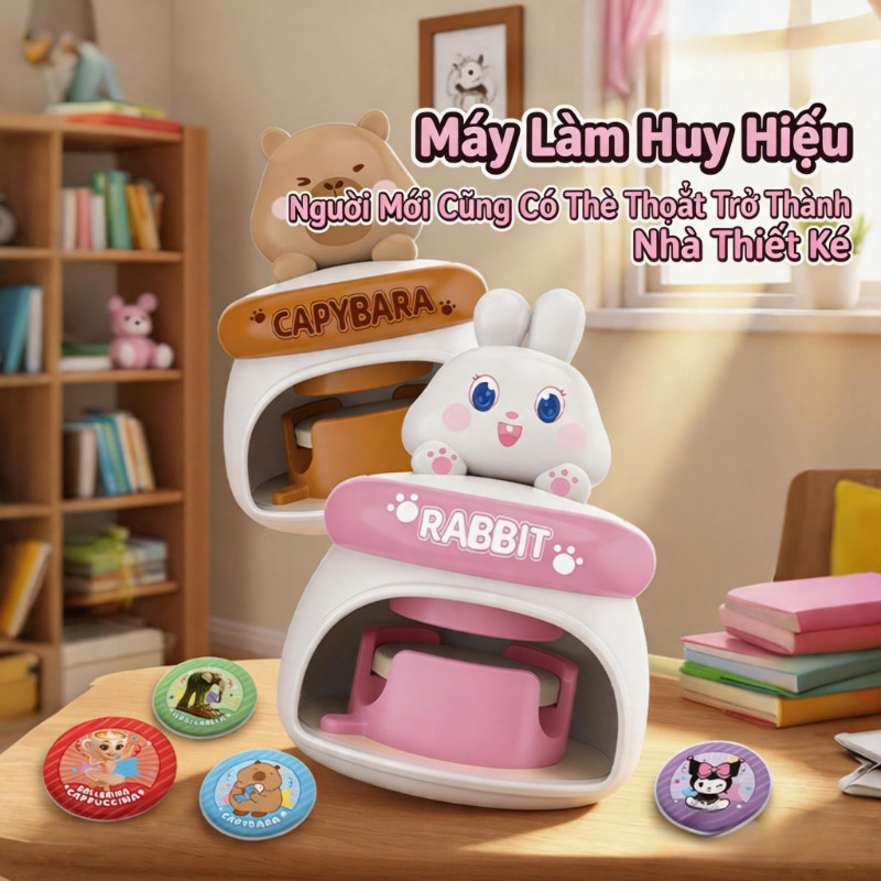 Máy tạo huy hiệu sticker sáng tạo cho bé – Máy ép tự làm huy hiệu handmade, an toàn, quà tặng ý nghĩa cho trẻ em