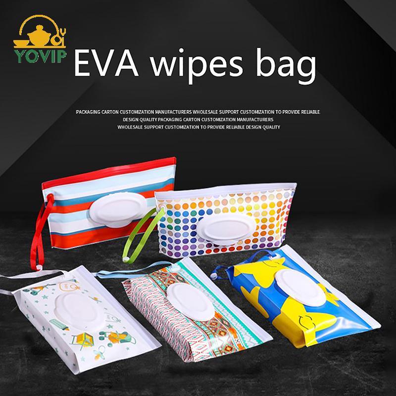 YOVIP Túi Lau Ướt Cho Bé Khăn Lau Di Động Hộp Đựng Flip Cover Snap-Strap Có Thể Tái Sử Dụng Túi Đựng Mỹ Phẩm Có Thể Đổ Lại Hộp Khăn Giấy Hữu Ích VN