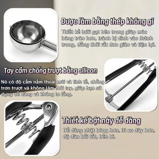 304 Thép Không Gỉ Kem Muỗng Silicon Grip Meatball Cookie Trái Cây Dưa Phát Hành Dụng Cụ Nhà Bếp