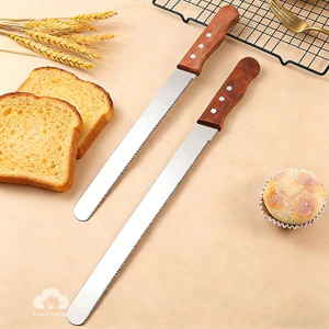 Dao cắt bánh mì cán gỗ bằng thép không gỉ, lưỡi răng cưa, dụng cụ làm bánh nhà bếp.