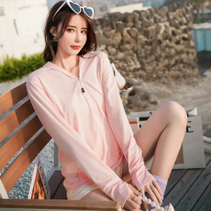 Áo khoác chống nắng họa tiết màu trơn dành cho nữ có mũ trùm đầu phía trước để đi xe và chuyến đi ngoài trời mùa hè