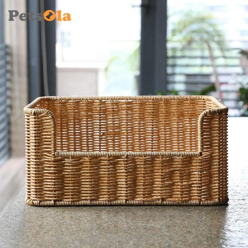 Giỏ đựng đồ dệt PETSOLA, Giỏ mây, Dụng cụ sắp xếp di động trang trí, Giỏ trái cây cho phòng tắm, quầy, nhà bếp, vật dụng nhỏ