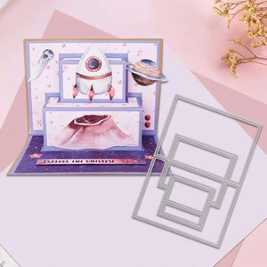 Bước Ba Chiều Khung Thiệp Chúc Mừng Handmade DIY Kim Loại Carbon Cắt Thép Khuôn Thêu Sò Dập Nổi Khắc Bản Mẫu DIY Album Ảnh Thiệp Chúc Mừng Cắt Chết Giấy Dụng Cụ Thủ Công