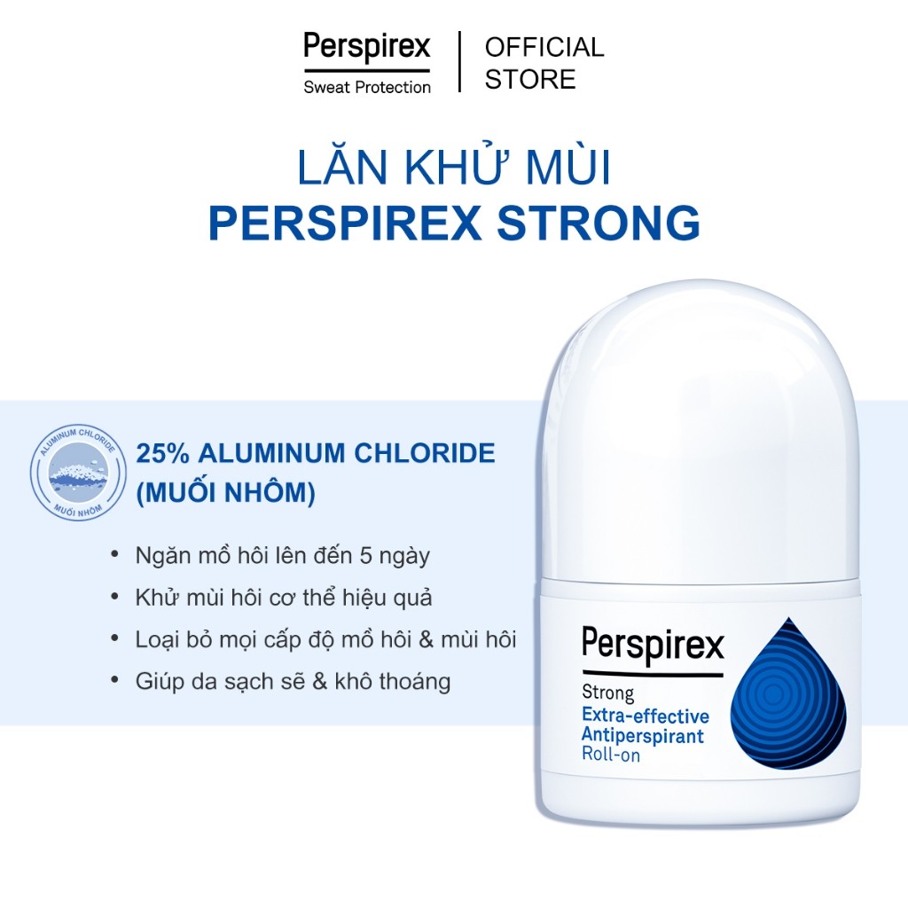 Lăn Khử Mùi Perspirex Strong: Dành cho da thường hay đổ mồ hôi, hiệu quả lên tới 5 ngày