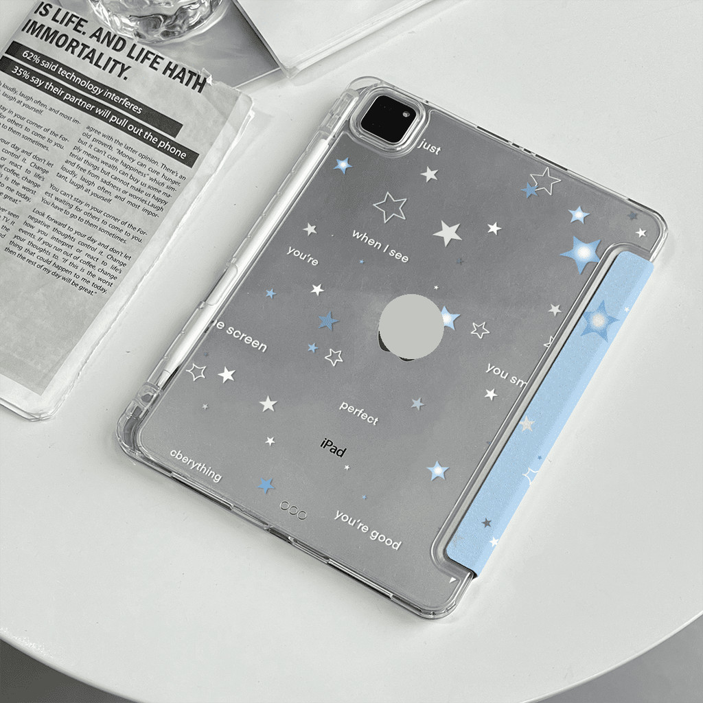 Vỏ Da Trong Suốt Blue Stars Cho Mini6 Mini7 A17Pro IPad 5 6 7 8 9 10 11 A16 12 A19 Air 2 3 4 5 6 7 Air 11 M2 M3 M4 2026 Pro10.5 Pro11 M4 M5 Pro13 2024 2025