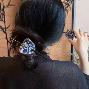 Kẹp tóc phong cách Trung Quốc retro, cloisonne, men giọt nước, phụ kiện lễ hội, sang trọng, phù hợp hàng ngày