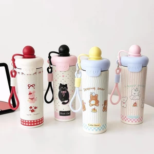 Cốc Giữ Nhiệt Nữ 00616|Cốc Ống Hút 600ml Mẫu Mới|Thép Không Gỉ 316|Dung Tích Lớp|Hoạt Hình Cao Cấp|Gọn Nhẹ Có Dây Đeo