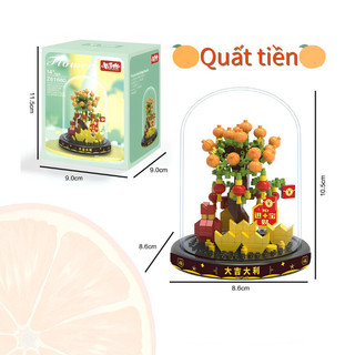 Lắp ráp hoa bất tử – Hoa hướng dương, hạt nhỏ kim cương, mô hình để bàn – Quà tặng Thất tịch, trang trí, có đế + vỏ bụi