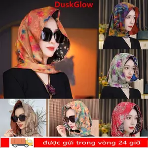 Mũ Hijab DUKGLOW, Khăn quàng cổ mềm mại thoáng khí cho nữ, Khăn quàng đầu chống nắng thời trang Xuân Hè