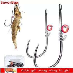 SAVORBOX 10 Chiếc Móc Mồi Tôm Sống, Pickerel Khoảng Cách Rộng Móc Cá Thép Carbon Cao, Thép Carbon Cao Bass Câu Cá Wacky Weedless Worm Fishing Hook Câu Cá Biển