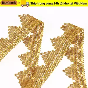 BAMBOOB 14 Sân Vàng Viền Ruy Băng, 4cm Polyester Ren Viền Ruy Băng, Vải Ren 1.6 Inch Vàng Trang Trí Viền Ruy Băng Trang Trí Nhà